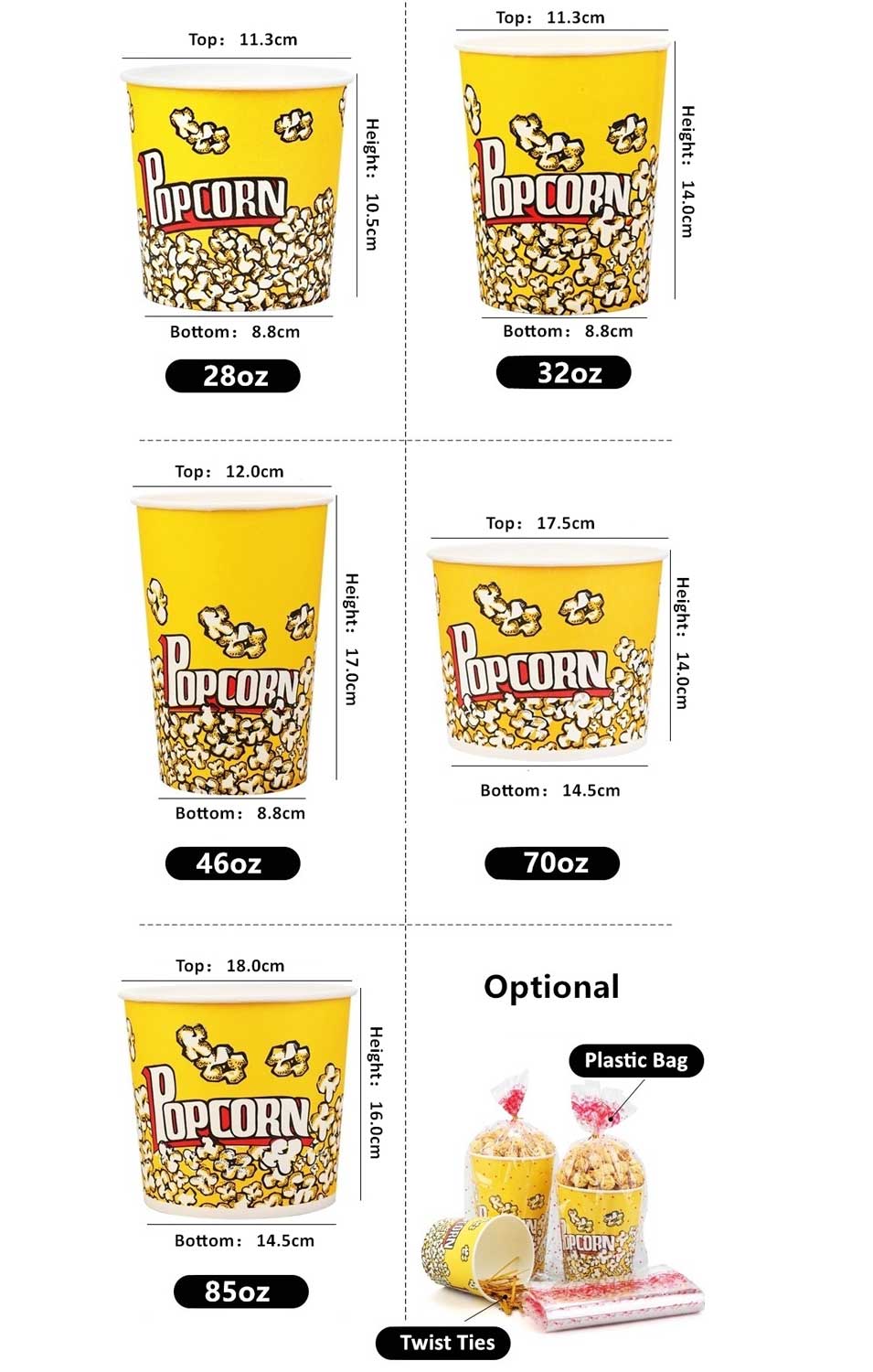 Custom Paper Popcorn Cup Various Size Custom Paper Popcorn Cup Various Size
