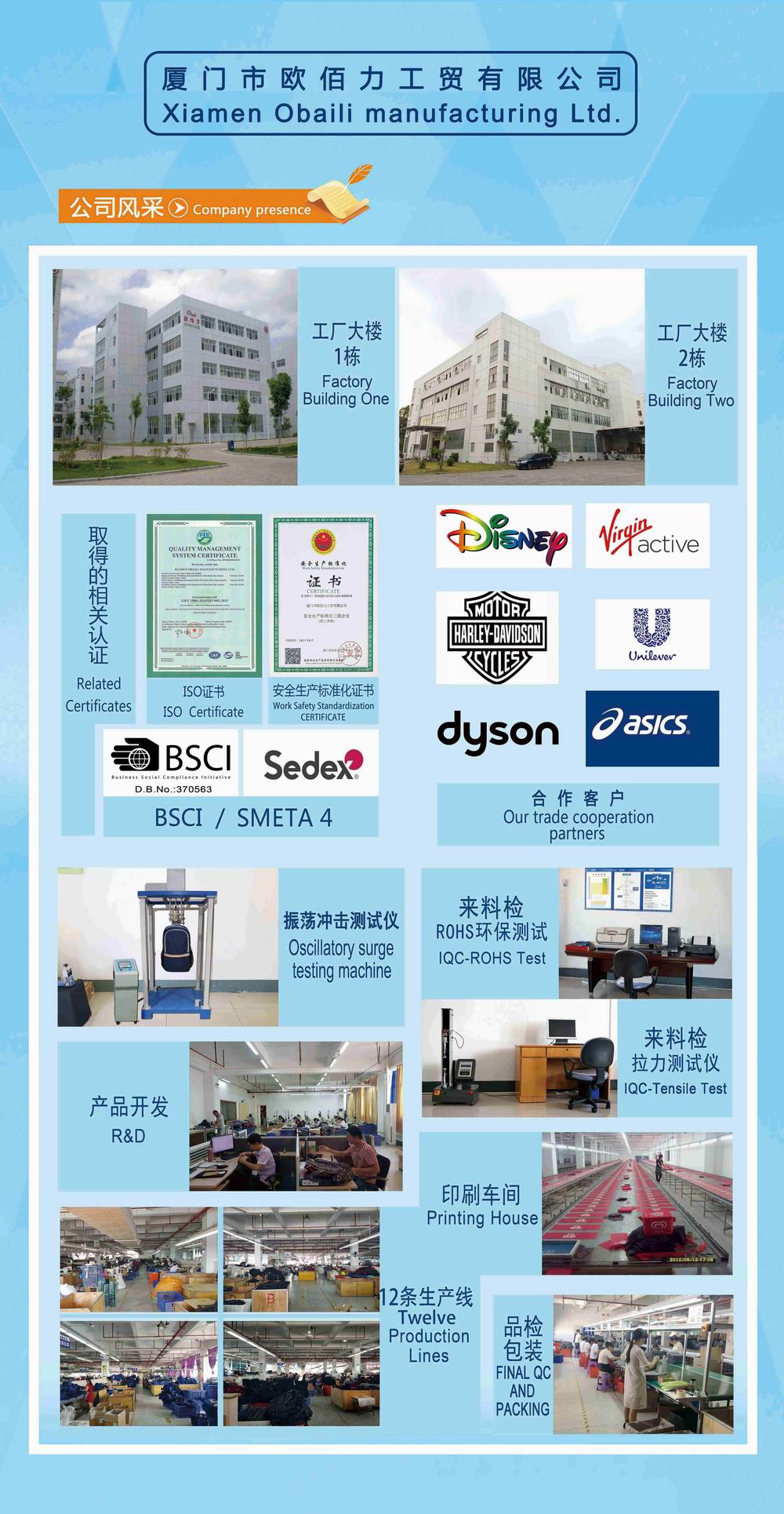Xiamen Obaili Manufacturing Ltd. Xiamen Obaili Manufacturing Ltd.