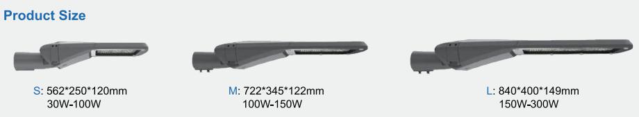 LED street light dimension size LED street light dimension size