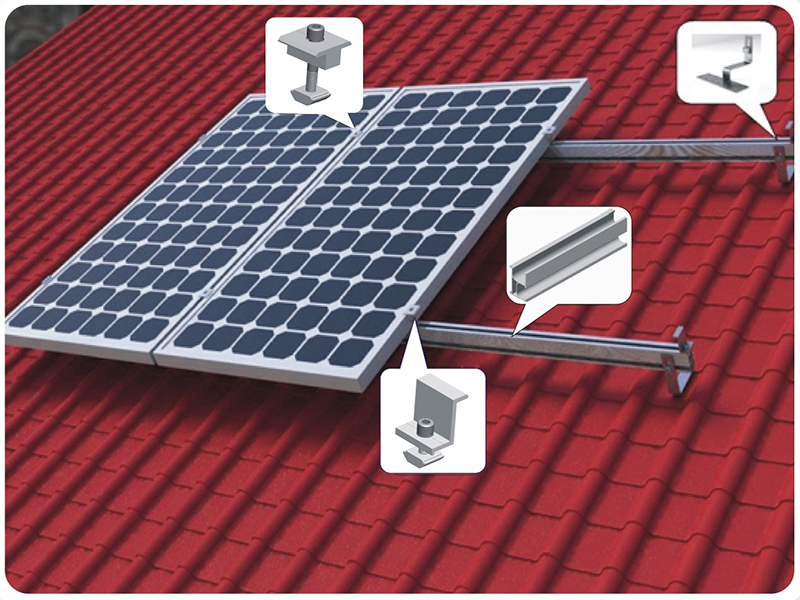 Pitched tile roof mounting structures