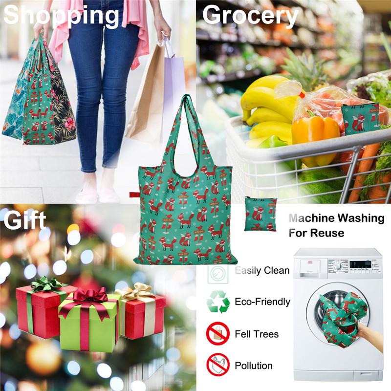 Foldable Shopping Bags with zip pouch 5 Packs