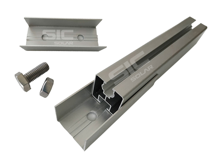 Solar aluminum rail splice for rail extension Solar aluminum rail splice for rail extension