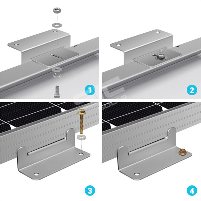 Aluminum solar Z bracket installation